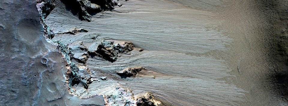 Mars - Landslide Scarps in Large Crater