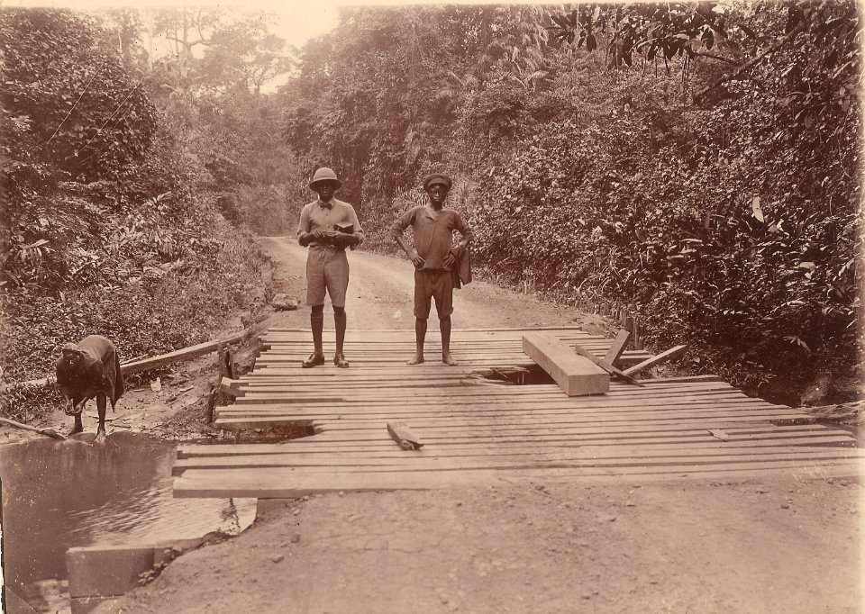 A typical bridge on a Main Road, Kumasi, Ghana. c1921