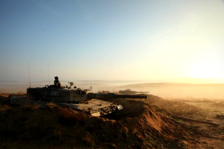 Polish Army´s tanks Leopard II in a defence position