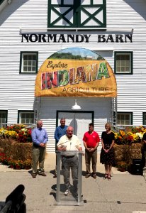 U.S. Department of Agriculture Sonny Perdue holds a press event following a listening session about the 2018 Farm Bill, at the Indiana State Fair, in Indianapolis, Indiana, on Aug. 8, 2017. USDA Photo by Lance Cheung.