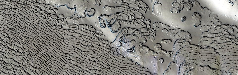 Mars - South Pole Residual Cap Texture on Ridges photo
