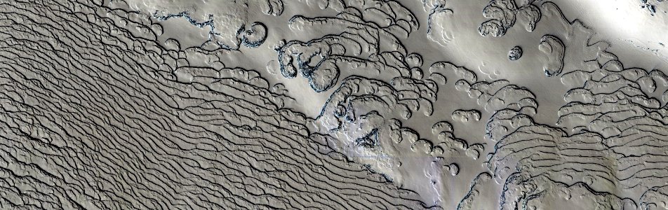 Mars - South Pole Residual Cap Texture on Ridges