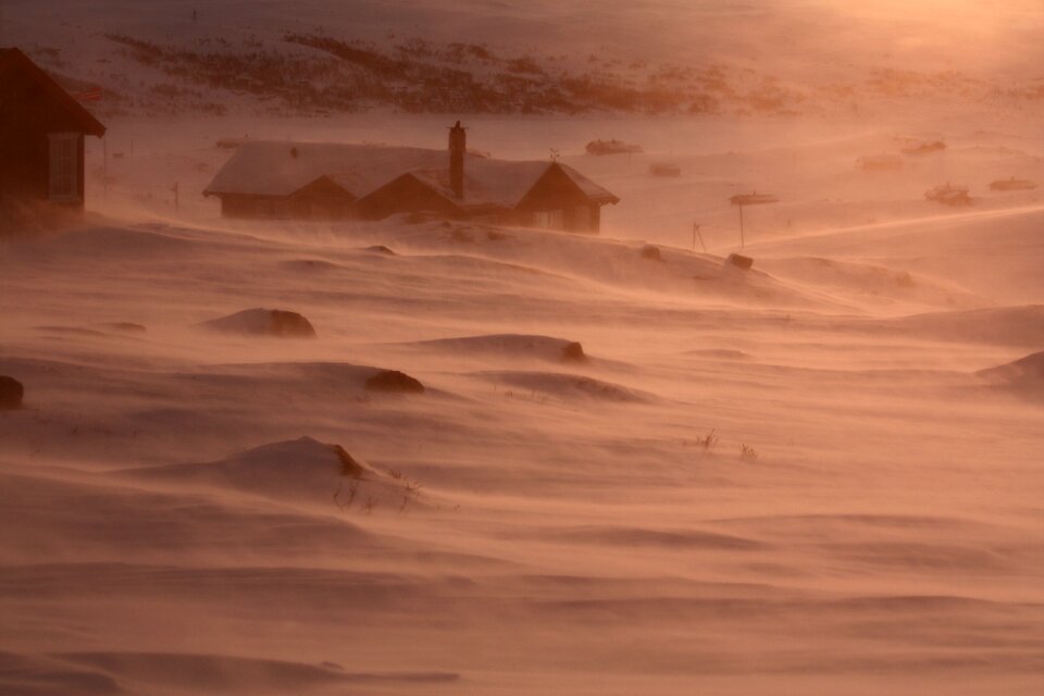 Cabins white winter