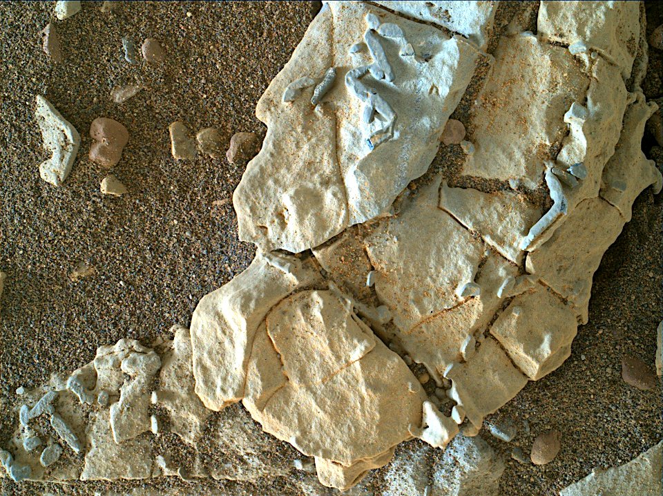 Mars - PIA 22213 Stick-Shape, Rice-Size Features on Martian Rock "Haroldswick"