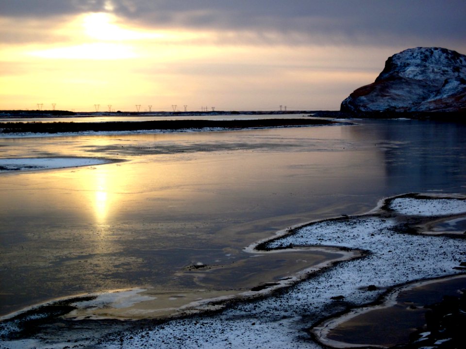 Sun and Pjorsa River