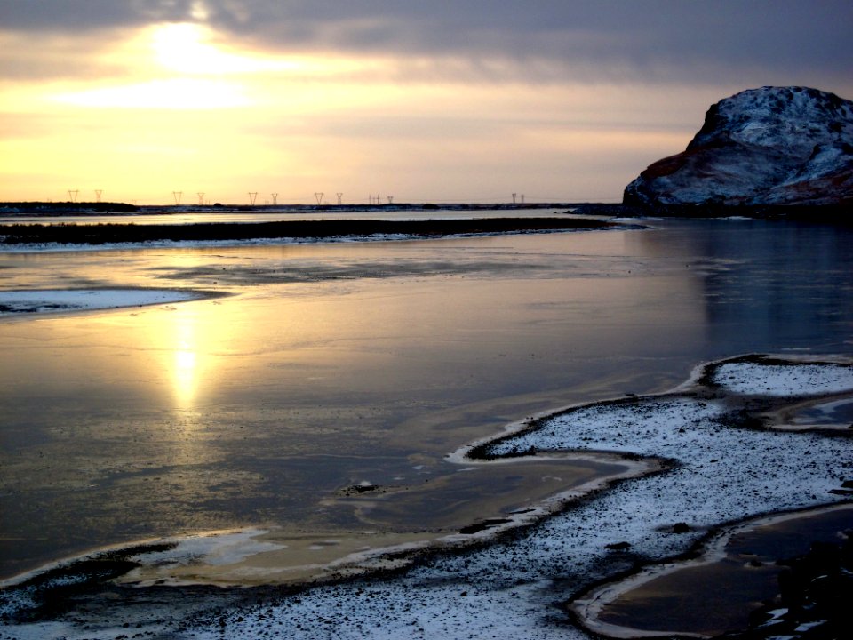 Sun and Pjorsa River photo