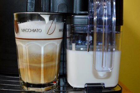 Café au lait milchschaum glass photo