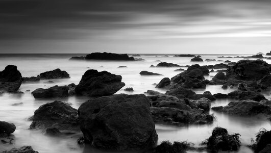 Mist black and white gray rock photo