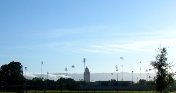 Steuber Rugby Stadium with Hoover Tower in the distance