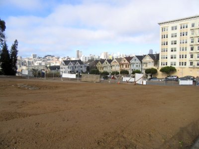 Alamo Square Park (closed for resodding) and Painted Ladies