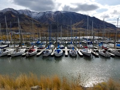 Great Salt Lake Marina and Oquirrh Mountains