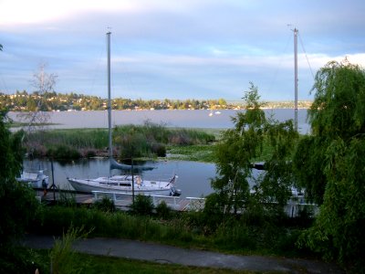 Lake Washington behind Husky Stadium