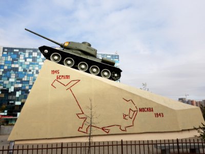 Sowjetischer Panzer, den Mongolen im Krieg bis nach Berlin gefahren sind