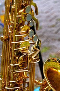 Brass instrument saxophone saxophone detail photo