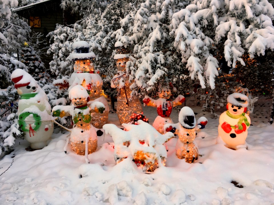 Plastic Snowman With Snow photo