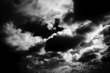 Sky clouds black and white photo