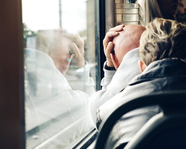 Public transport sitting heads photo