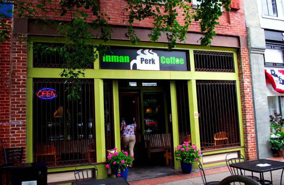 Inman Perk coffee (far)