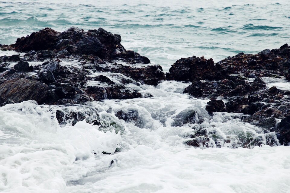 Waves water rocks