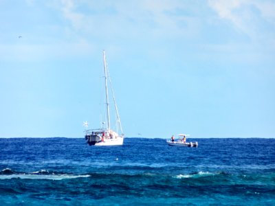 A sailboat attempting to enter the closed waters of Midway Atoll National Wildlife Refuge is met by Refuge staff, who learn that the ship's water maker has broken. They were given fresh water so they could return home.