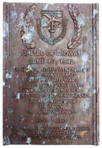 Battle of Midway memorial plaque on Midway Atoll