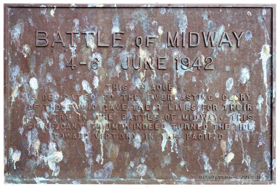 Battle of Midway memorial plaque on Midway Atoll