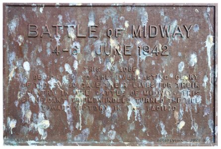 Battle of Midway memorial plaque on Midway Atoll