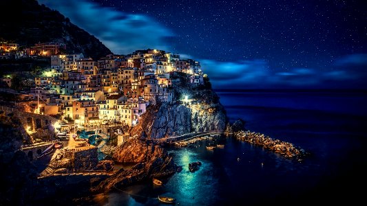 publicdomainq-Night view of Cinque Terre's Manarola- photo
