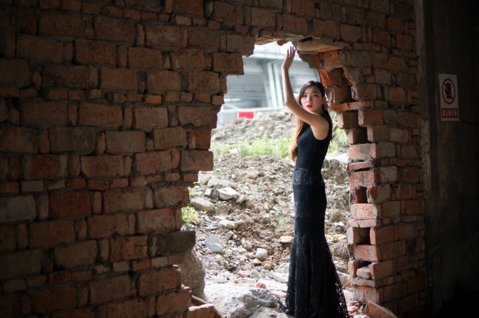 Woman model black dress