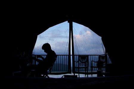 Person sitting chairs photo