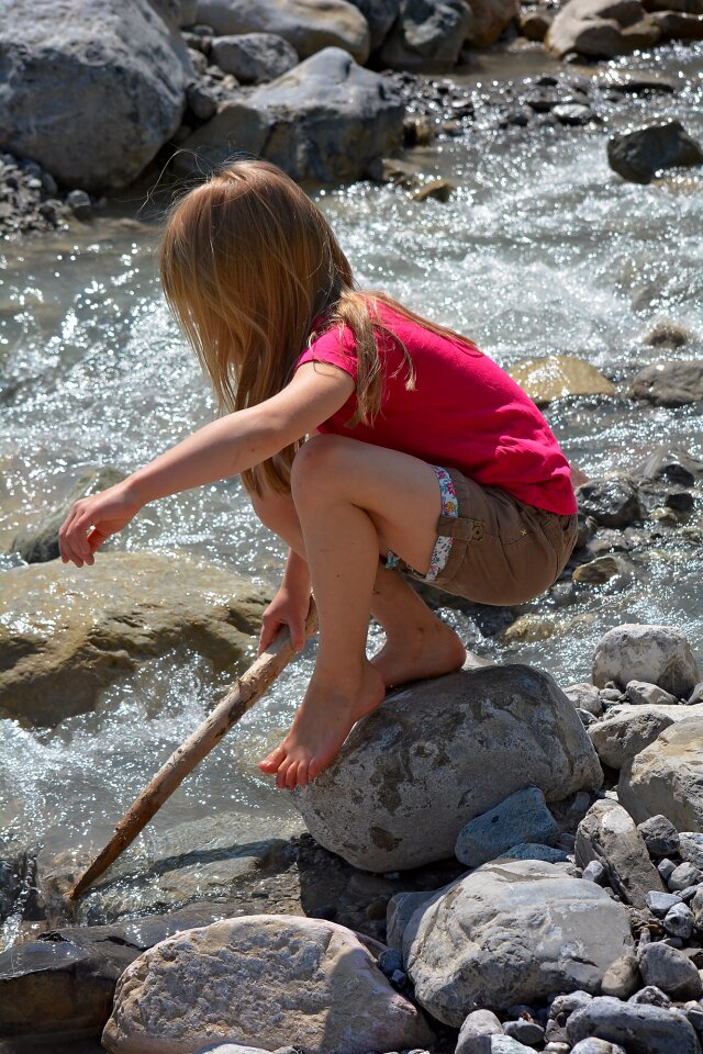 Girl blond barefoot
