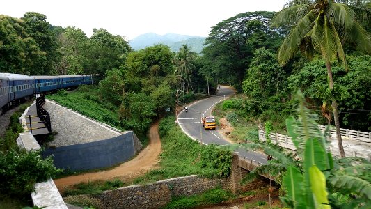 Kollam- Shenkottai, Rail Road Kerala, India photo