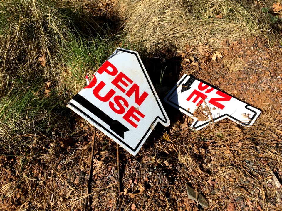 Open as in Broken Open House Sign