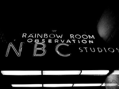 NBC Studios neon in b + w
