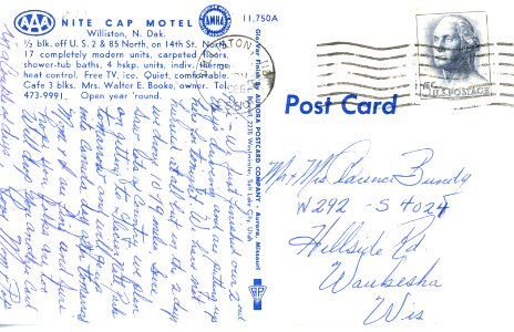 Nite Cap Motel, Williston, ND-Back photo