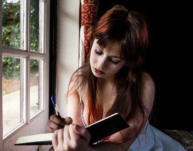 Female sitting caucasian photo