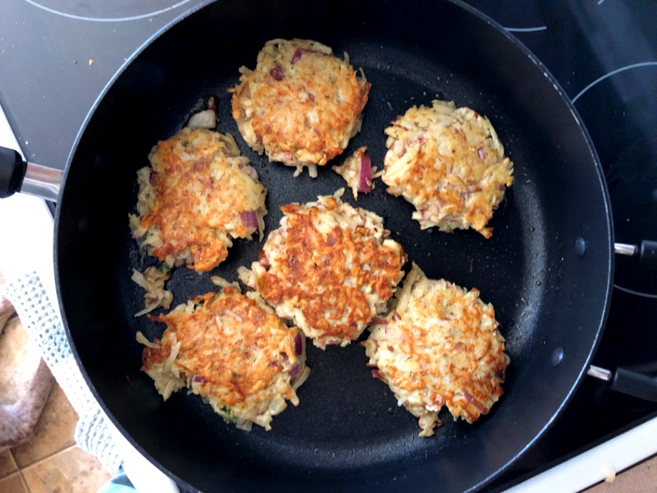 Potato Pancakes One Side Done