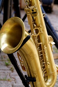 Brass instrument saxophone saxophone detail photo