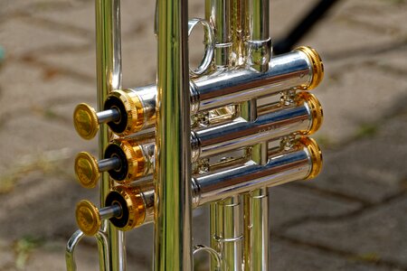 Brass instrument trumpet detail photo