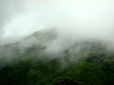 Clouds covering the hills