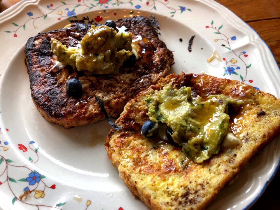 French Toast With Blueberries and Guacamole