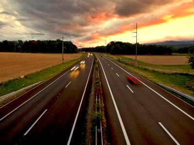 Evening sunset highway photo