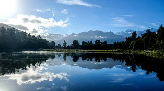 Jetty Viewpoint Reflektion Am Lake Matheson photo