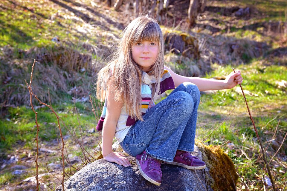 Blond long hair spring
