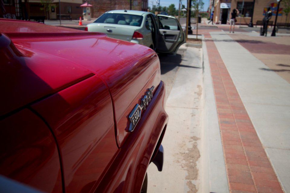Red Ford Slowing Down to...
