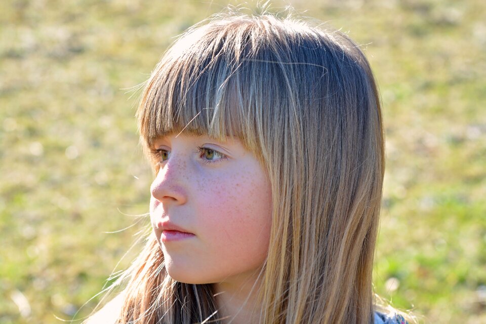 Blond long hair face