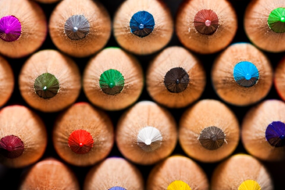 Colorful sharpened wooden