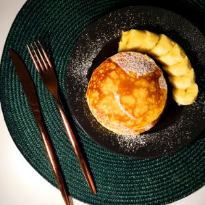 Pancake with Syrup and Banana photo