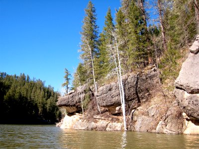 Trees, Rocks, Water photo