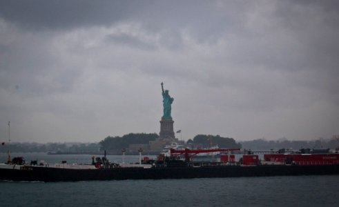 Barge, Statue of Liberty photo